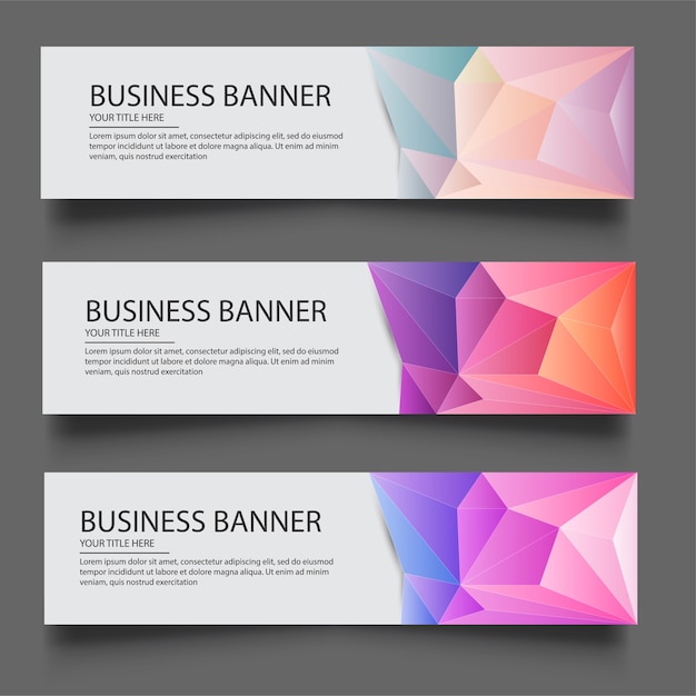 Vector a set of vector banners with polygonal background