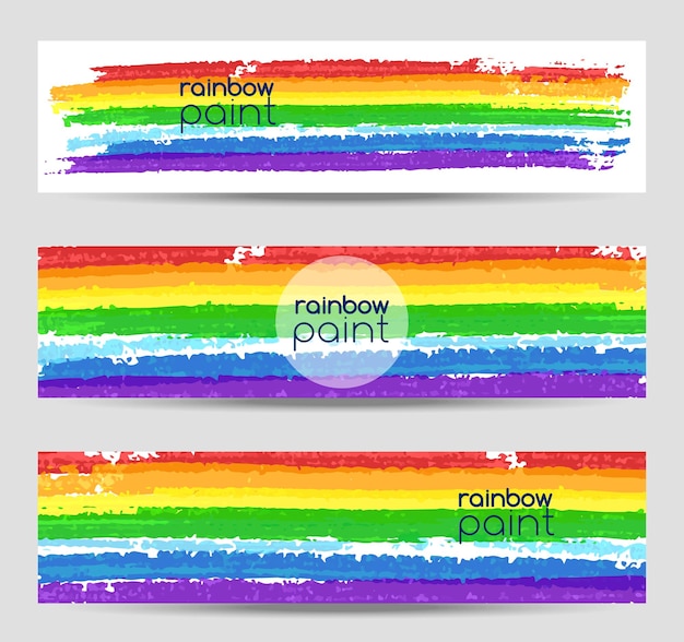 Set of vector banners with rainbow colors paint