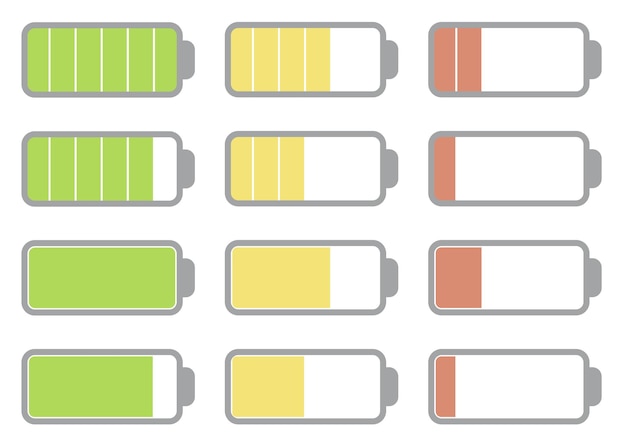 Vector set of vector battery charge icons