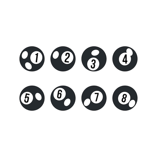 set of vector billiard balls icon