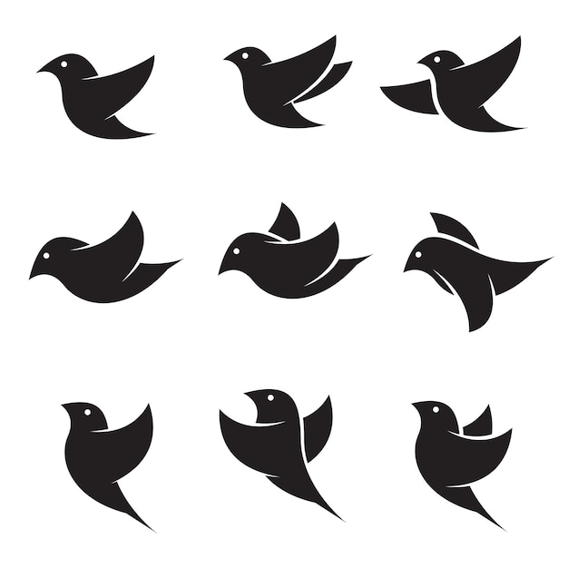 Set of vector bird icons Easy editable layered vector illustration Animals