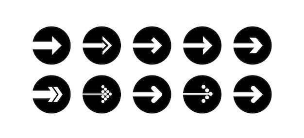 Set the vector for the black arrow icon in the shape of a circle