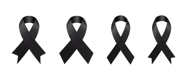 Vector set vector black awareness ribbon isolated on white background