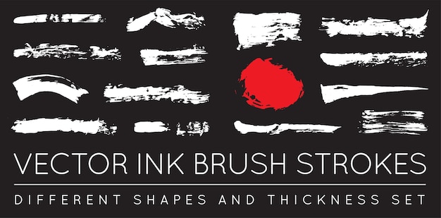 Set of Vector Black Pen Ink Brush Strokes Grunge Ink Brush Stroke Dirty Brush Stroke