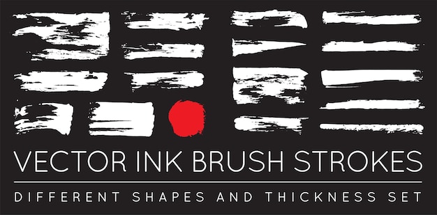 Set of Vector Black Pen Ink Brush Strokes Grunge Ink Brush Stroke Dirty Brush Stroke
