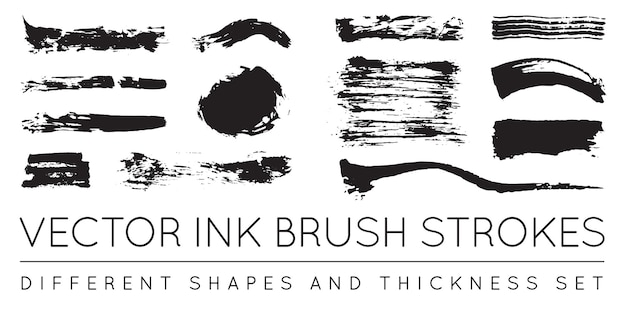 Set of vector black pen ink brush strokes grunge ink brush stroke dirty brush stroke
