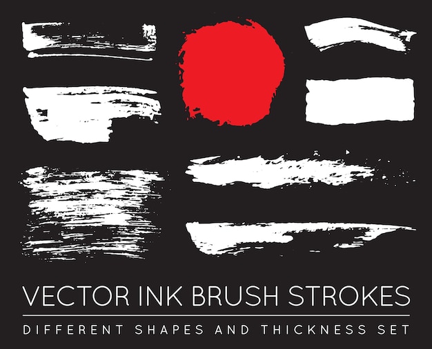 Set of vector black pen ink brush strokes. grunge ink brush stroke. dirty brush stroke.