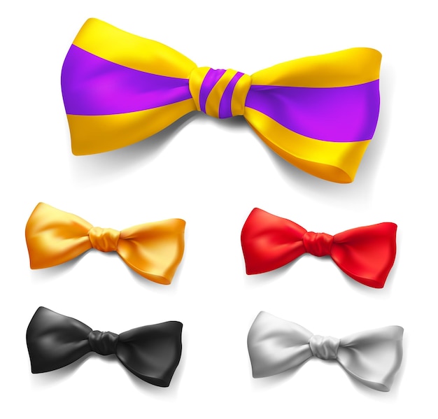 Vector set of vector bows of different colors isolated