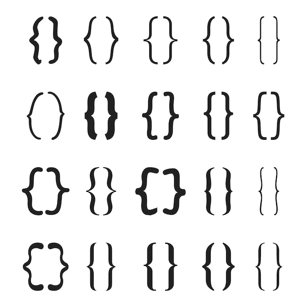 Set of vector braces or curly brackets icon