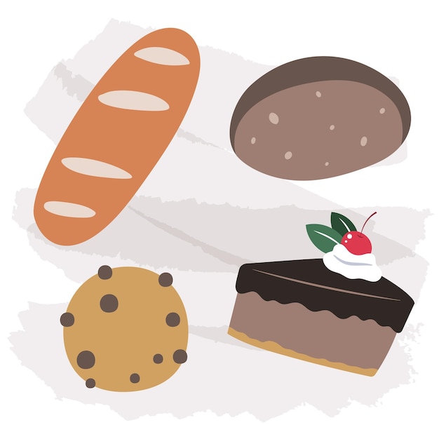 Vettore imposta le icone del pane vettoriale segale integrale e pane di frumento per la panetteria del menu di design