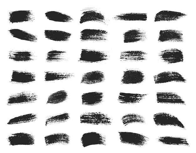 Set of vector brush strokes Grunge design elements Ink splatters