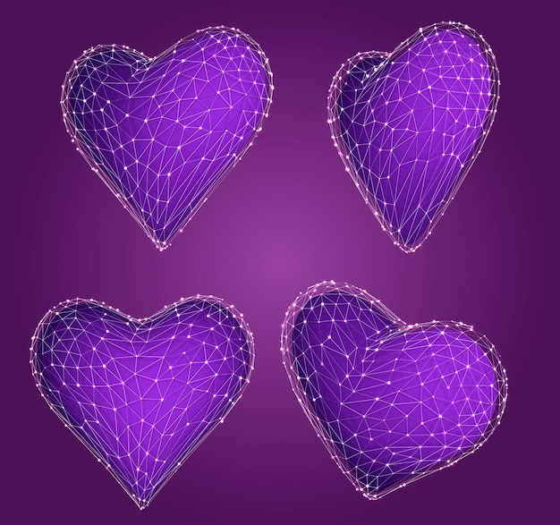 Set of vector bulk hearts for medicine and holiday