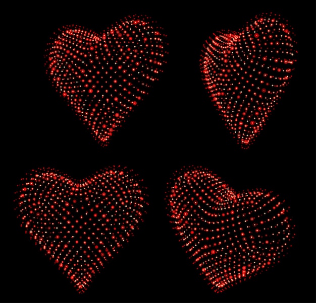 Set of vector bulk hearts for medicine and holiday