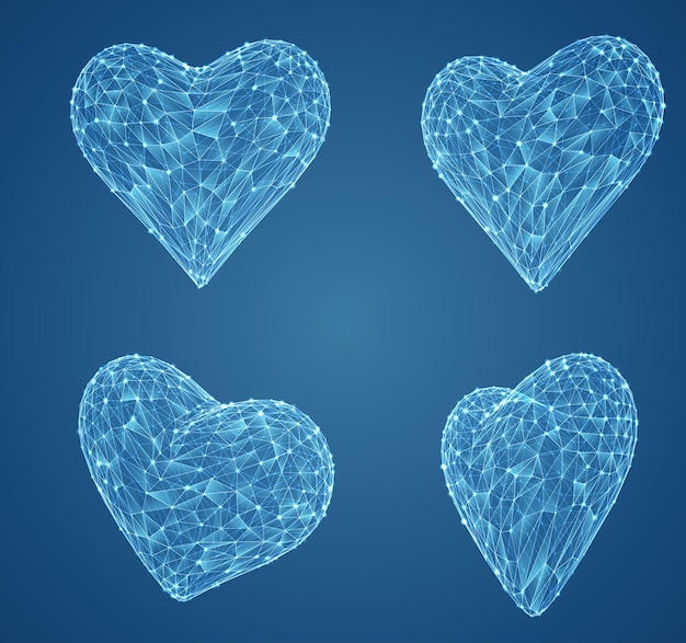 Vector set of vector bulk hearts for medicine and holiday