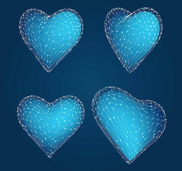 Vector set of vector bulk hearts for medicine and holiday