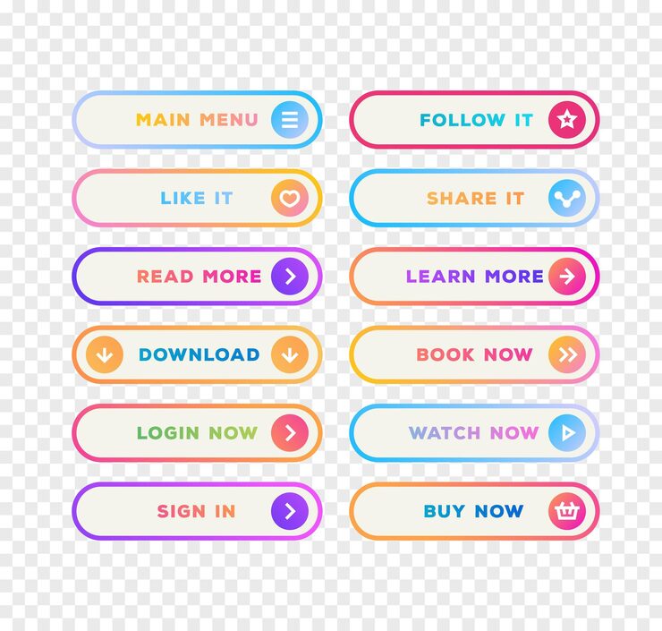 Vector 用戶界面圖標隔離在透明背景上的向量按梯度線風格集為網站 ui 移動應用程式 呼叫行動圖標按鈕 10 eps