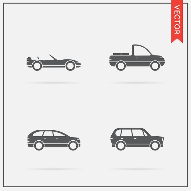 Set of vector car icons