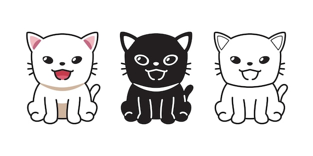 Set of vector cartoon character cat for design.