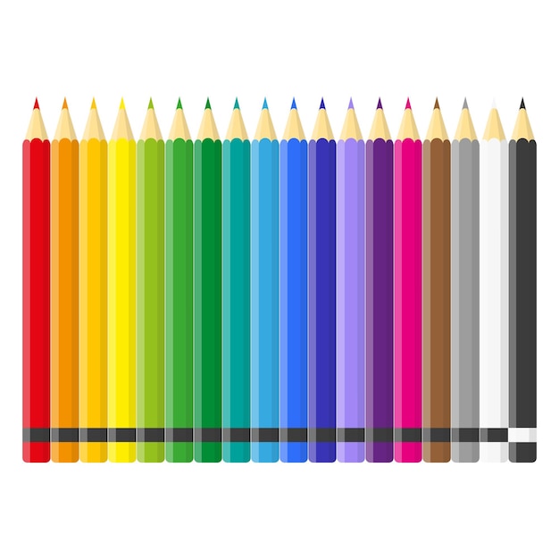Set of vector cartoon colored pencils.