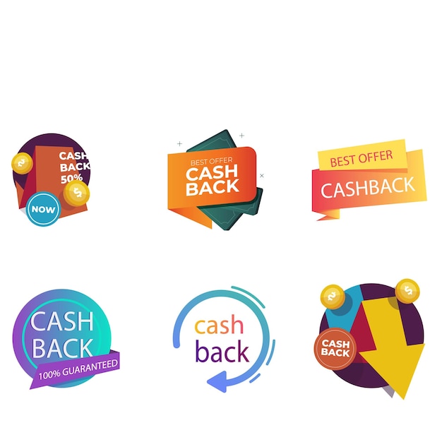 set vector cashback banner return money label ontwerp sjabloon illustratie