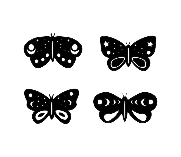 Set di farfalle celesti vettoriali