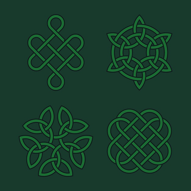 Vector set of vector celtic knots. irish medieval spirit symbols