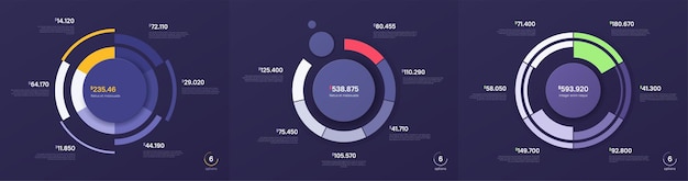 Vector set of vector circle chart designs modern templates for creating infographics presentations reports