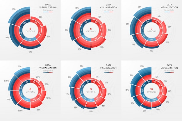 set of vector circle chart infographic template for data 