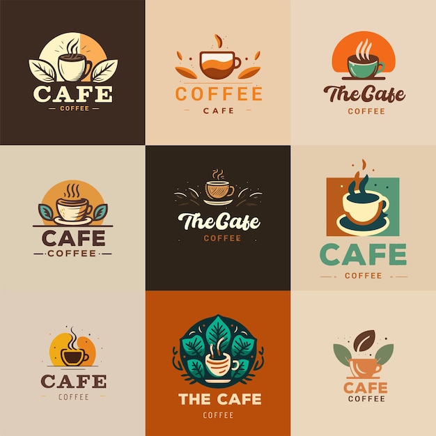 Vector set of vector coffee logo branding illustration collection premium  vector