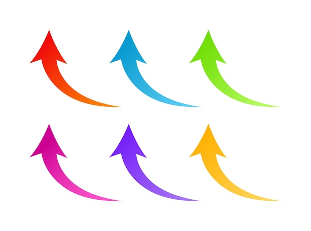 set of vector colorful arrows on white background