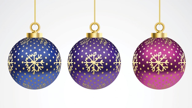 Set of vector colorful christmas balls with ornaments