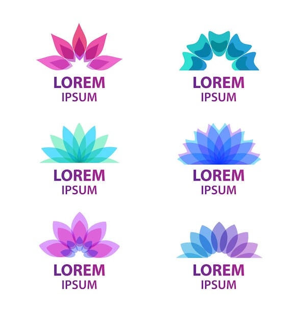 Set of vector colorful flower icons