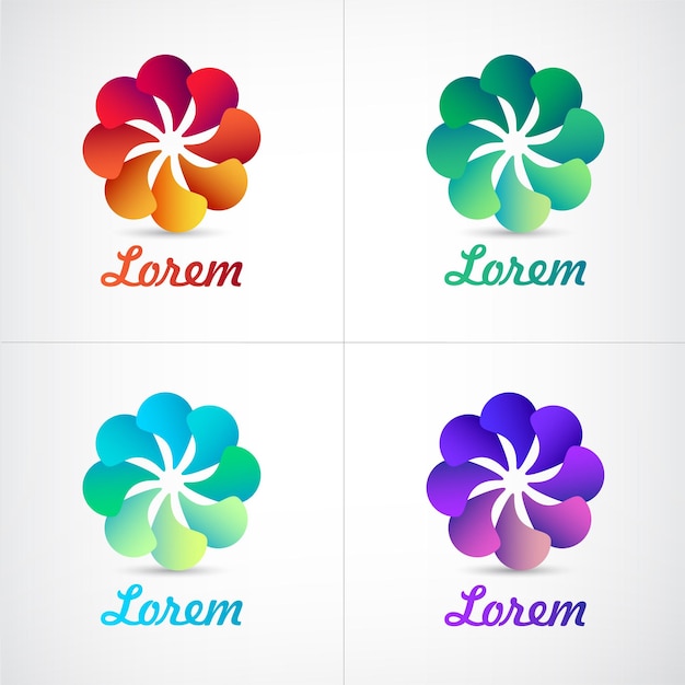 Set of vector colorful flower icons