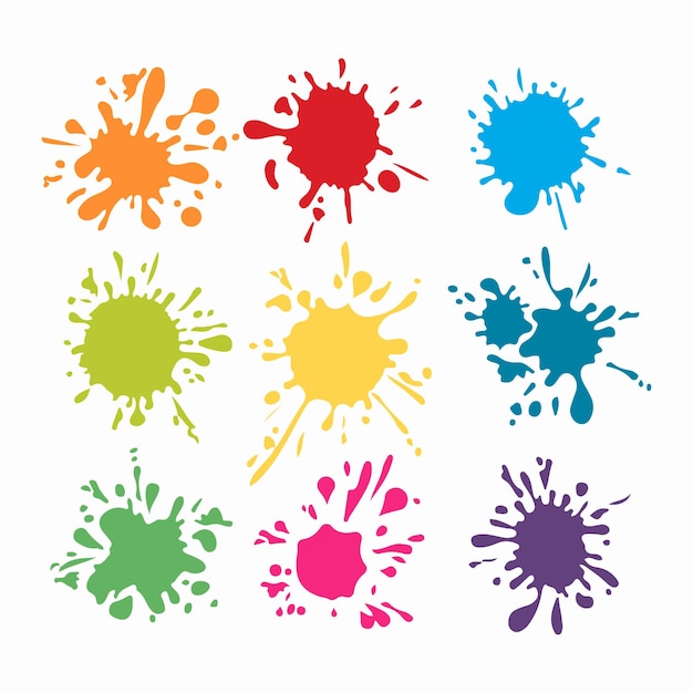 set vector colorful ink splash splatter abstract shape
