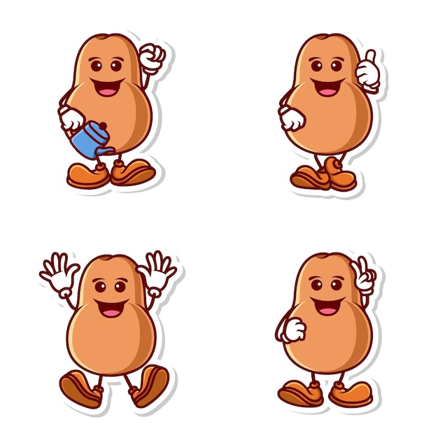 set vector cute cartoon of potato character isolated
