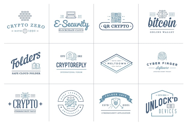 Vector set of vector cyber security identity badges and signs can be used as logotype