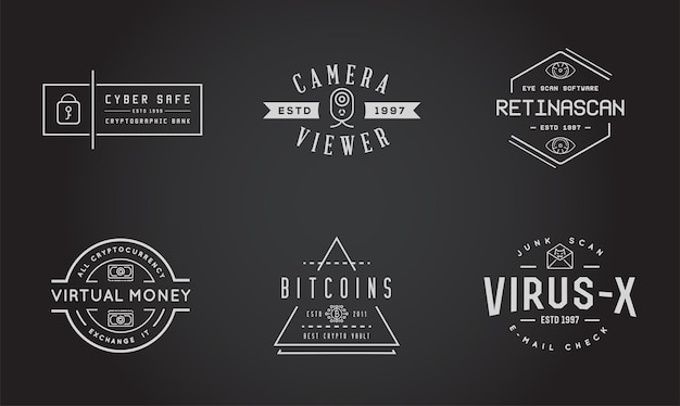 Vector set of vector cyber security identity badges and signs can be used as logotype
