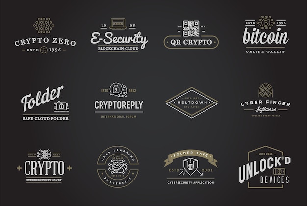 Vector set of vector cyber security identity badges and signs can be used as logotype