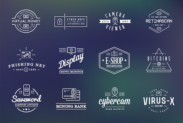 Vector set of vector cyber security identity badges and signs can be used as logotype