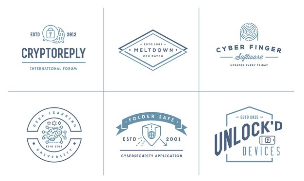 Set of Vector Cyber Security Identity Badges and Signs Can be used as Logotype