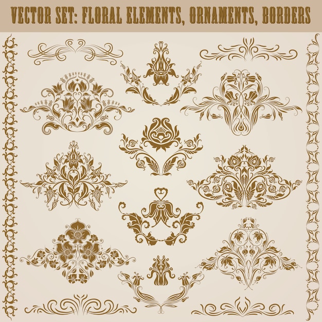 Set of vector damask ornaments.