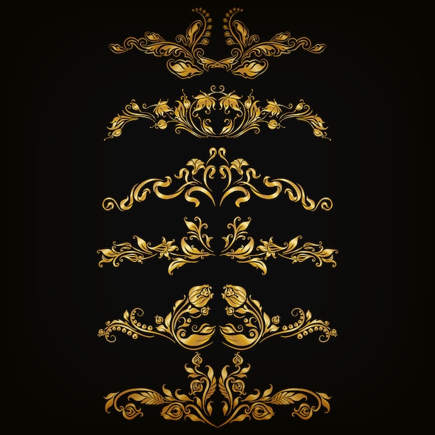 Vector set of vector damask ornaments.