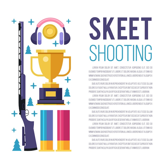 Set of vector design elements with place for text. Shooting Skeet.