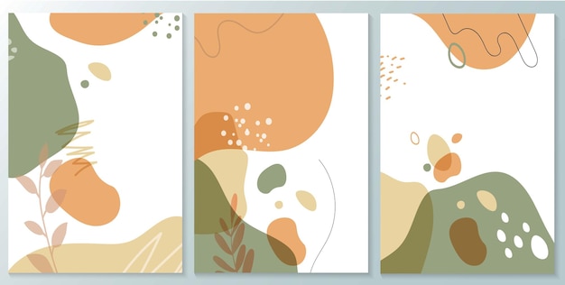 Set of vector design templates with hand drawn organic shapes and textures