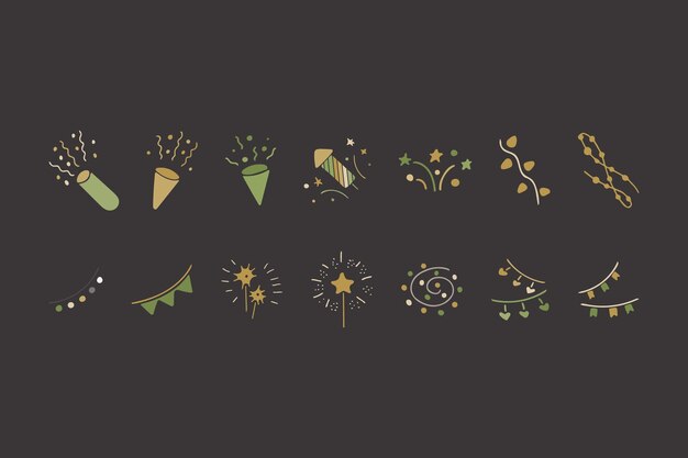 Vector set of vector elements for christmas and new year