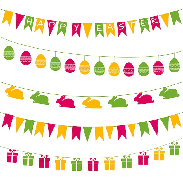 Set of vector festive garlands for Easter design