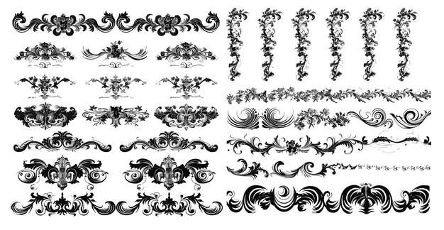 Set of vector filigree flourishes