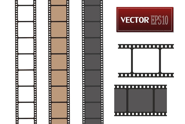 Set of vector film strip isolated on transparent background