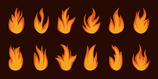 Vector set of vector fire flame collections