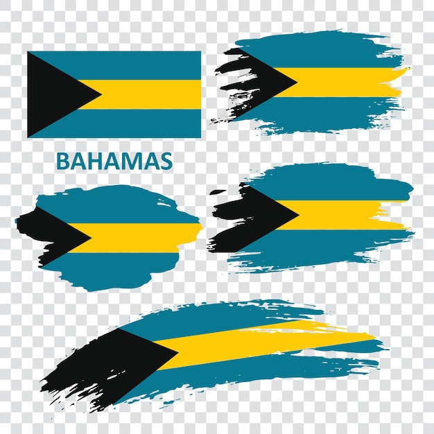 Vector set of vector flags of the bahamas